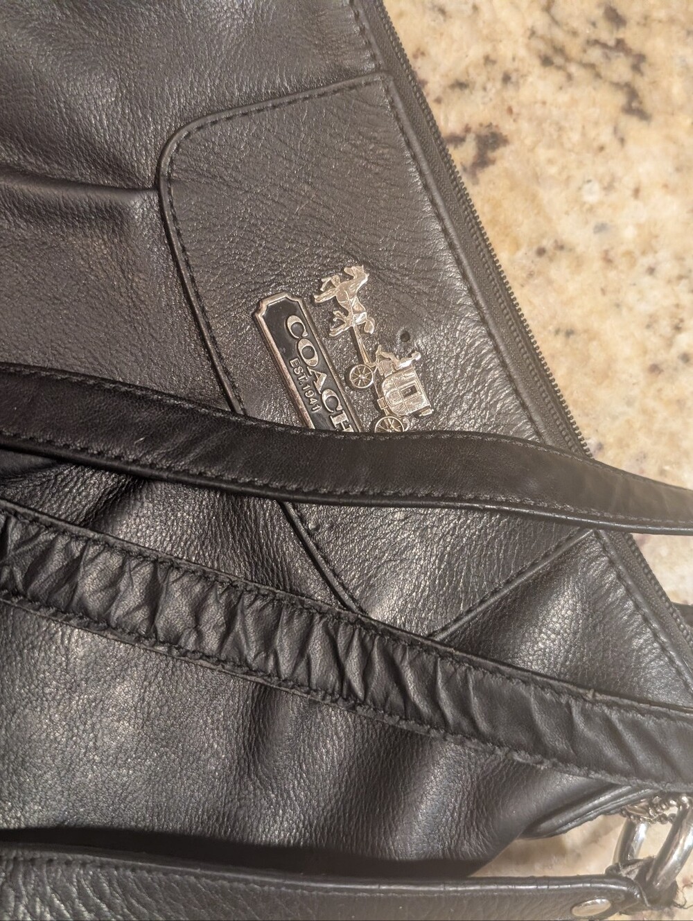 Coach Madison Black Leather Pleated Swingpack Crossbody Bag - Picture 7 of 8
